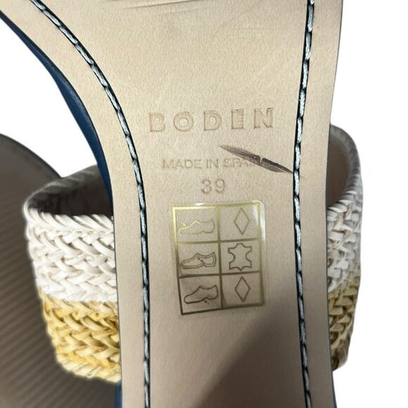 Boden-size 8/39 Woven Striped Heeled Sandals Multicolor Pink & Blue - Picture 6 of 9